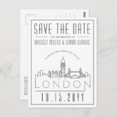 ロンド結婚ン |スタイル設定されたスカイライン日付を保存 ポストカード (正面/裏面)
