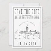 ロンド結婚ン |スタイル設定されたスカイライン日付を保存 招待状 (正面)