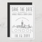 ロンド結婚ン |スタイル設定されたスカイライン日付を保存 招待状 (正面/裏面)