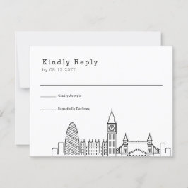 ロンド結婚ン |様式化されたスカイラインRSVP返信カード 出欠カード