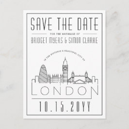 ロンド結婚ン |様式化されたランドマーク日付を保存 ポストカード