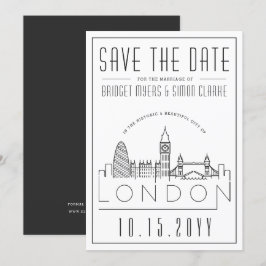 ロンド結婚ン |様式化された水平線の日付を保存 招待状