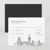 ロンド結婚ン RSVPカード+食の選択 出欠カード (正面/裏面)