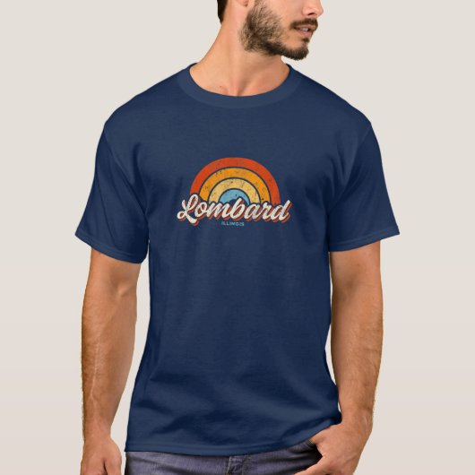 ロンバルイリノイILヴィンテージレインボーレトロ70S Tシャツ (正面)