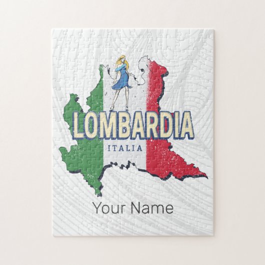 ロンバルディイタリアレトロ地域マップヴィンテージ土産 ジグソーパズル (縦)