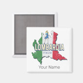 ロンバルディイタリアレトロ地域マップヴィンテージ土産 マグネット (正面/裏面)
