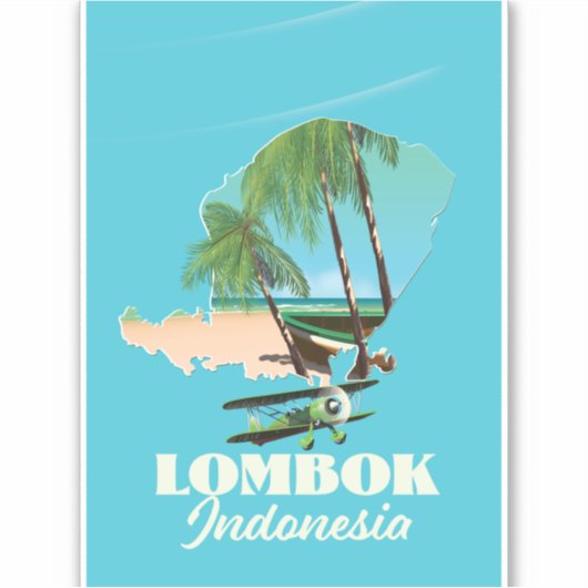 ロンボクのインドネシアの地図 シール (正面)