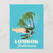 ロンボク島インドネシア地図 ポストカード (正面)