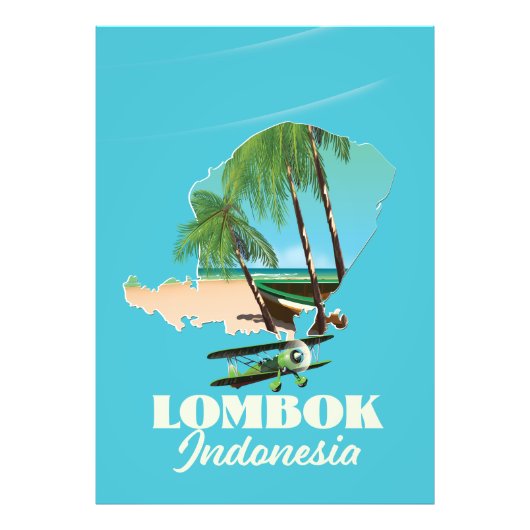 ロンボク島 インドネシア地図 フォトプリント            (正面)