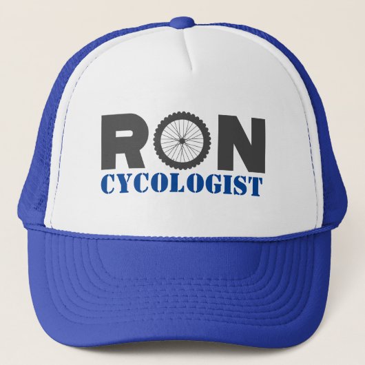 ロンマウンテンバイクもしくは自転車に乗る人トラッカーハット キャップ (正面)