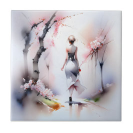 ロンリーウーマン歩く タイル