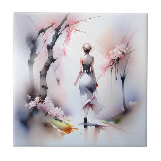 ロンリーウーマン歩く タイル (正面)