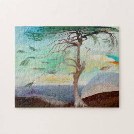 ロンリーシダーツリーランドスケー絵画ズ ジグソーパズル