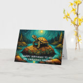 ロンリータートルロングディスタンスフレンド誕生日 カード (黄色い花)