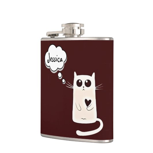 ロンリーハートスキャットパーソナライズされたバーグンディ フラスク (左)