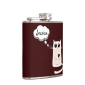 ロンリーハートスキャットパーソナライズされたバーグンディ フラスク (右)