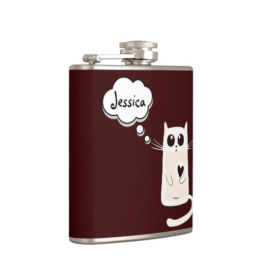 ロンリーハートスキャットパーソナライズされたバーグンディ フラスク (右)
