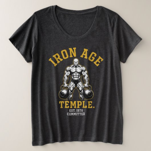 ロン・エイジ・テンプル 1978年設立 献身 | ヴィンテージジム プラスサイズTシャツ (デザイン正面)