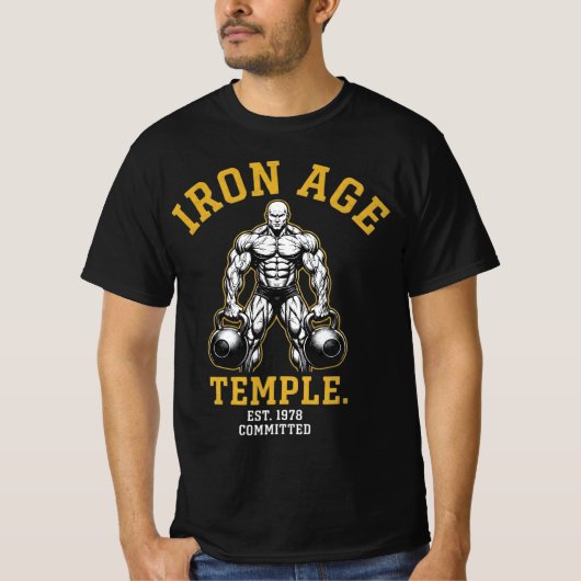 ロン・エイジ・テンプル 1978年設立 献身 | ヴィンテージジム Tシャツ (正面)