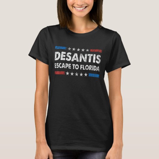 ロン・デサンティス米国国旗のヴィンテージDesへ脱出 Tシャツ (正面)