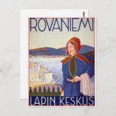 ロヴァニエミ・ラピンケスクス・ヴィンテージ旅行ポスター ポストカード (正面/裏面)
