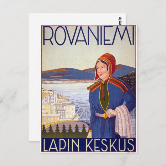 ロヴァニエミ・ラピンケスクス・ヴィンテージ旅行ポスター ポストカード (正面/裏面)