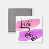 ロヴィン60歳ハッピー60誕生日ピンクおもしろい マグネット (正面/裏面)