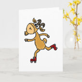 ローおもしろいラスケートで滑るヤギスケープヤギ カード (黄色い花)