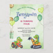 ローおもしろいルTレックス恐竜トラクターのトラック誕生日 ポストカード (正面)