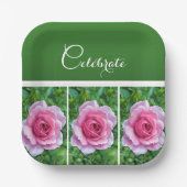 ローかわいらしにピンクのバラ – 紙プレート ペーパープレート (正面)