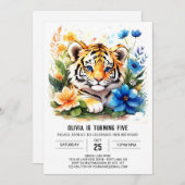 ローアリングジャングルタイガーボーイ誕生日招待状 招待状 (正面/裏面)
