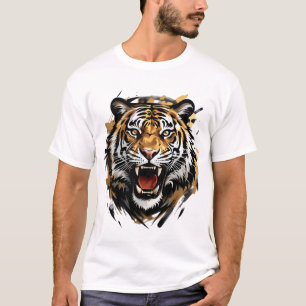 ローアリングタイガー顔ベクトルイラストレーション Tシャツ