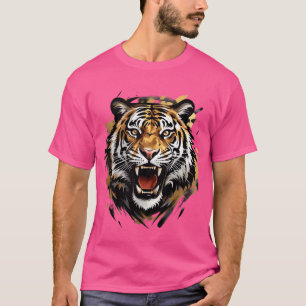 ローアリングタイガー顔ベクトルイラストレーション Tシャツ