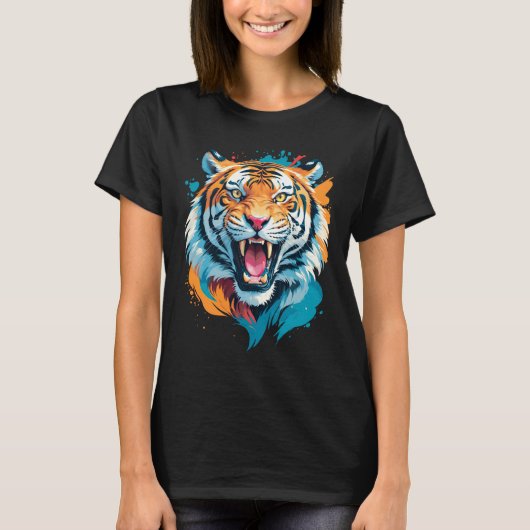 ローアリングタイガー顔 Tシャツ (正面)