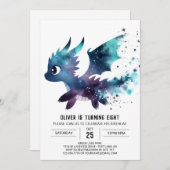 ローアリングドラゴン誕生日カスタム 招待状 (正面/裏面)