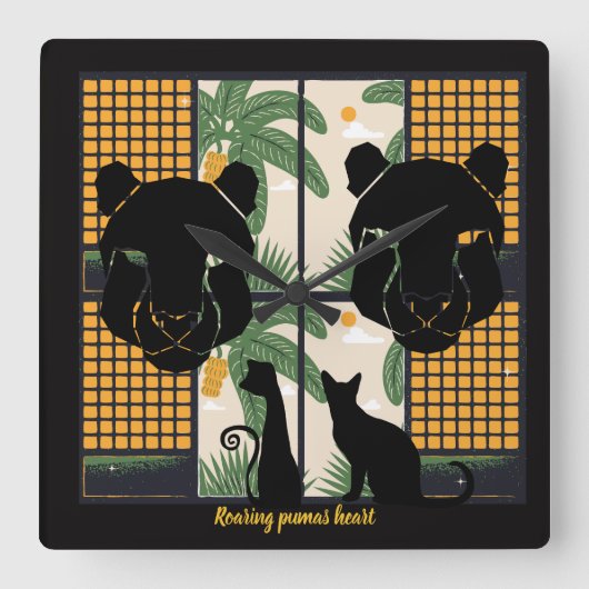 ローアリングパマスハート スクエア壁時計 (正面)