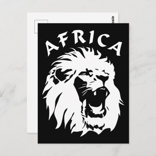 ローアリングライオン顔 |アフリカ ポストカード (正面/裏面)