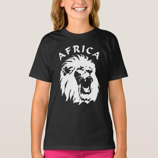 ローアリングライオン顔 |アフリカ Tシャツ (正面)