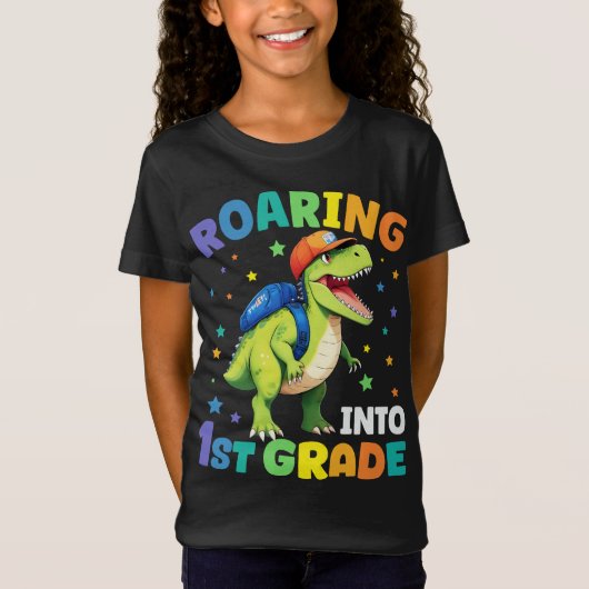 ローアリング1年生の恐竜Tレックス新学期 Tシャツ (正面)