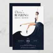 ローアリング20sグラスシックフラッパーブライダルシャワー 招待状 (正面/裏面)