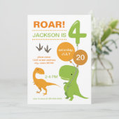 ローアI'm 4 Green Dinosaur誕生日 招待状 (スタンド正面)