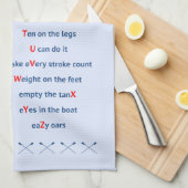 ローイングアルファベッ淡い色のトブルー キッチンタオル (四つ折り)