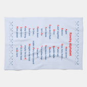 ローイングアルファベッ淡い色のトブルー キッチンタオル (横)