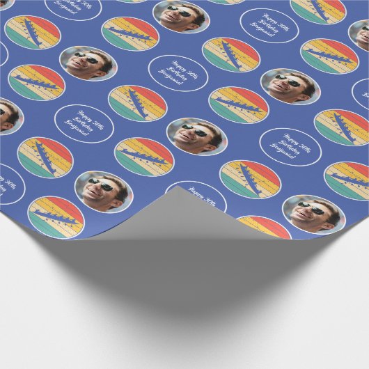 ローイングクルーチーム名エイジフォトサンセット誕生日 ラッピングペーパー (角)