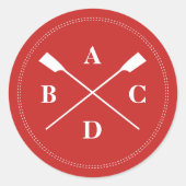 ローイングクロスoarsモノグラム赤 ラウンドシール (正面)