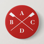 ローイングクロスoarsモノグラム赤 缶バッジ (正面)