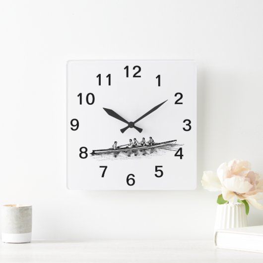 ローイングローワーズクルーのチームウォータースポーツ スクエア壁時計 (ホーム)