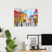 ローインスパイアリー忙し通りシ絵画ーン電車 ポスター (ホームオフィス)