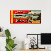 ローインレットブランドサーモンラベル ポスター (ホームオフィス)