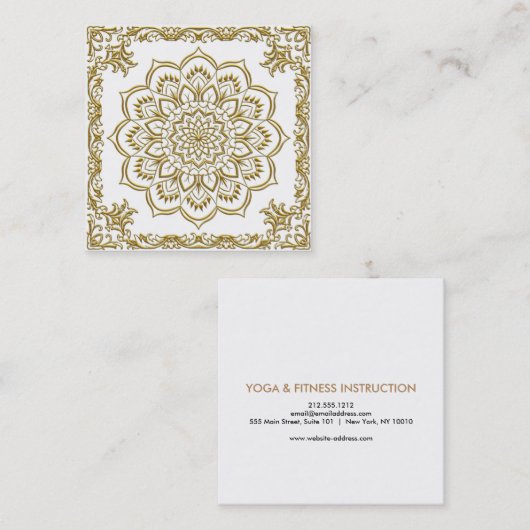 ローエレガントタスフラワーロゴヨガ スクエア名刺 (正面/裏面)